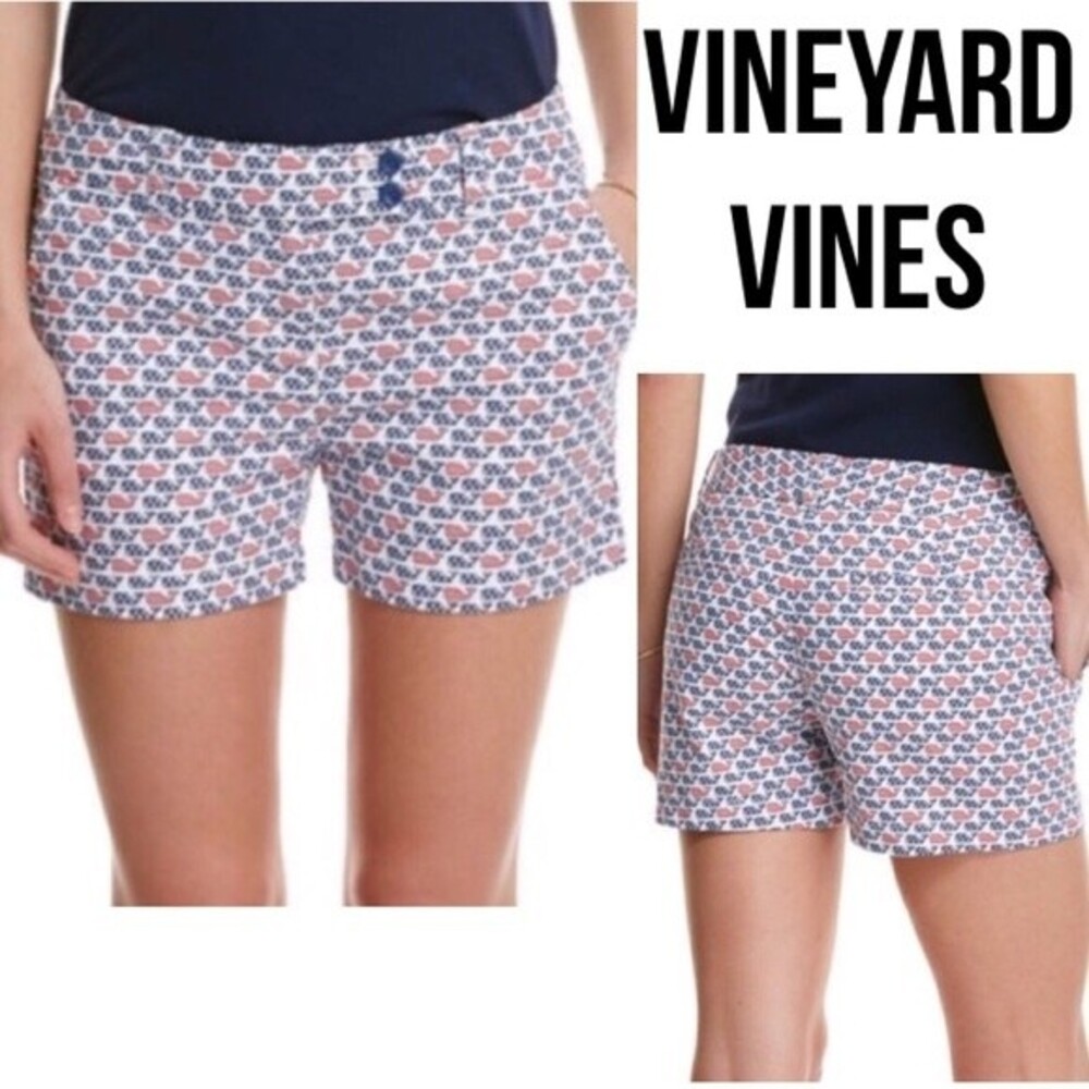 Vineyard Vines Women's Whale Print Patriotic Colors Bermuda Shorts‎ 0